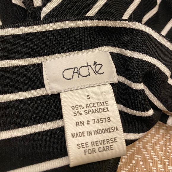 Cache Black & White Stripe Slip On Stretch Summer Simple Spaghetti Strap Dress S - Picture 4 of 15